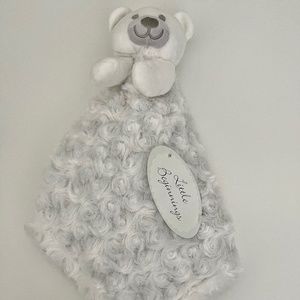 Little Beginnings White Teddy Bear Fluffy Baby Blanket Lovey NEW